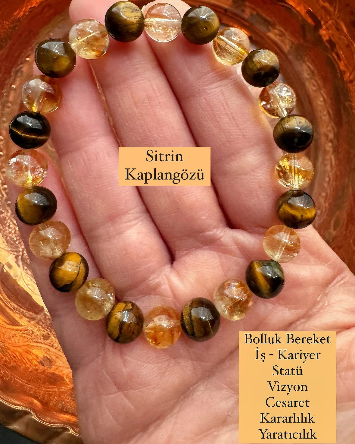 Sitrin - Kaplangözü (8 MM) Bileklik