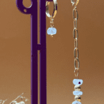 AY TAŞI DOĞAL TAŞ KÜPE - 22 Ayar Altın Kaplama