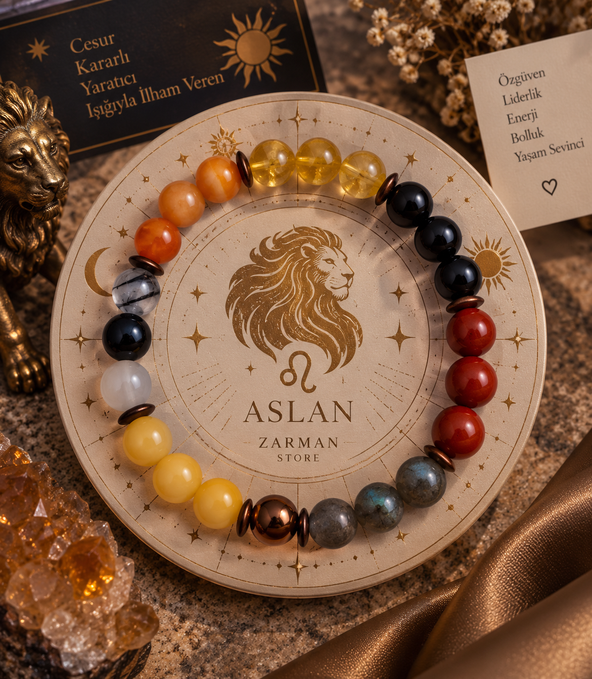 Aslan Burcu Bilekliği 8 MM Doğal Taş Aslan Burcu Bilekliği 8 MM doğal taş tasarım