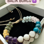 BALIK BURCU DOĞAL TAŞ BİLEKLİK (Çift Sıra Makrome)