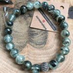 GÜMÜŞLÜ PREHNİT DOĞALTAŞ BİLEKLİK - 8mm