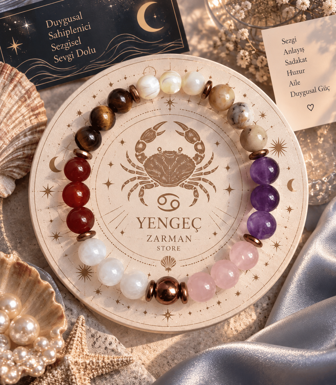 Yengeç Burcu Bilekliği 8 MM Doğal Taş Yengeç Burcu Bilekliği 8 MM doğal taş tasarım
