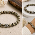 Dalmaçyalı Jasper 8 MM doğal taş gümüş aparatlı bileklik