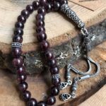 GARNET ( LAL ) DOĞAL TAŞ TESBİH - 925 Ayar Gümüş