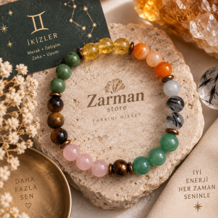 İkizler Burcu Bilekliği 8 MM doğal taş tasarım