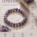 Mor Lepidolit taşı 8 MM doğal taş bileklik